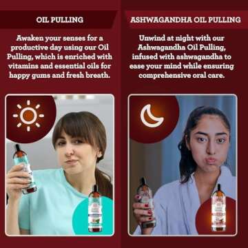 GuruNanda Ashwagandha Oil Pulling with Neem, & Pure Essential Oils (8 Fl Oz) - Ayurveda-Inspired Formula for Daily Oral Care - Alcohol & Fluoride Free