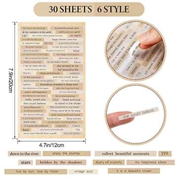 30 Sheets Scrapbook Stickers Quote Stickers for Journaling Sentiment Word Vintage Stickers for Junk ...