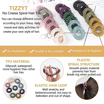 TIZZYT 18-Pc Spiral Hair Ties - No Crease, Colorful Style