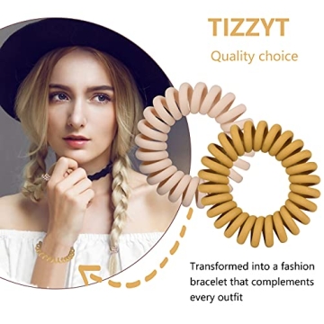 TIZZYT 18-Pc Spiral Hair Ties - No Crease, Colorful Style