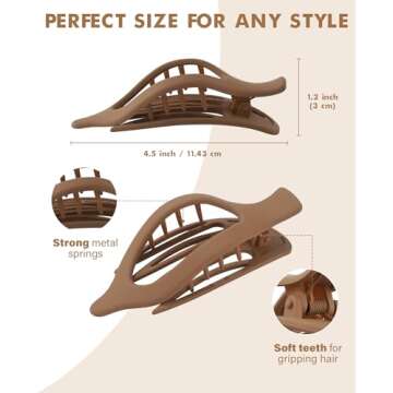 French Flat Hair Clips for Women - 6Pcs Flat Hair Claws for Thin Thick Hair Strong Hold No Slip Grip...