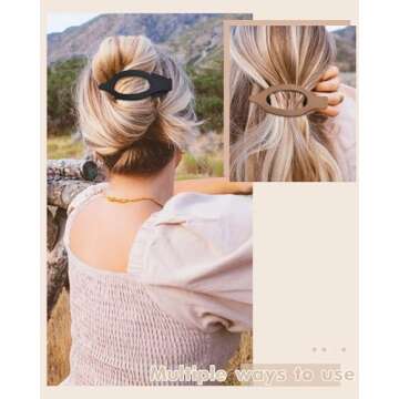 French Flat Hair Clips for Women - 6Pcs Flat Hair Claws for Thin Thick Hair Strong Hold No Slip Grip Hair Claw Clips for Women Girls (Matte(Coffee color series))