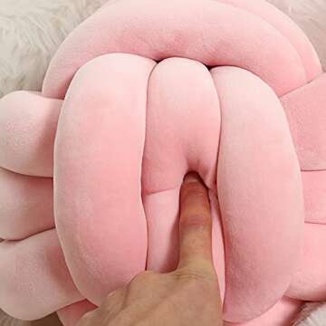 Knot Pillow Ball Round Cushion Pillows, Children Room Decoration Plush Toys Calming Stress Relief Toy (Pink,8.5in/22cm)