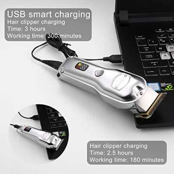 Hatteker Hair Clipper for Men IPX7 Waterproof Cordless Barber Clipper for Hair Cutting Kit with T-Blade Trimmer Beard Trimmer Kids Clipper Professional USB Rechargeable