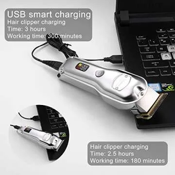 Hatteker Hair Clipper for Men IPX7 Waterproof Cordless Barber Clipper for Hair Cutting Kit with T-Blade Trimmer Beard Trimmer Kids Clipper Professional USB Rechargeable