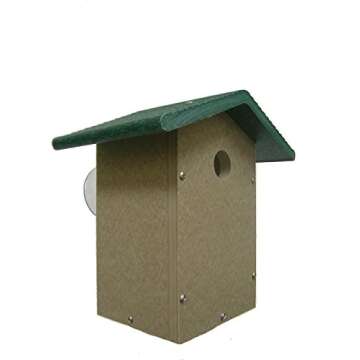 Birds Choice SNWREN Recycled Wren House, Bird House, Taupe w/ Green Roof