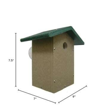 Birds Choice SNWREN Recycled Wren House, Bird House, Taupe w/ Green Roof