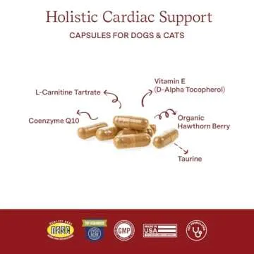 Fera Pets Cardiac Supplement for Dogs & Cats – 60 Capsules​ – Vet Created -Cardiovascular Function & Strength-Taurine, CoQ10, Organic Hawthorne Berry
