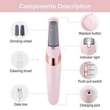 AOOWU USB Rechargeable Electric Foot File for Smooth Feet