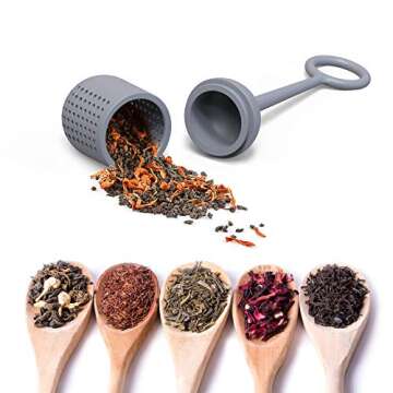 2 Pcs Food Grade Silicone Tea Infuser, Long Handle Tea Steeper, Loose Leaf Tea Filter Tea Strainer