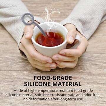2 Pcs Food Grade Silicone Tea Infuser, Long Handle Tea Steeper, Loose Leaf Tea Filter Tea Strainer