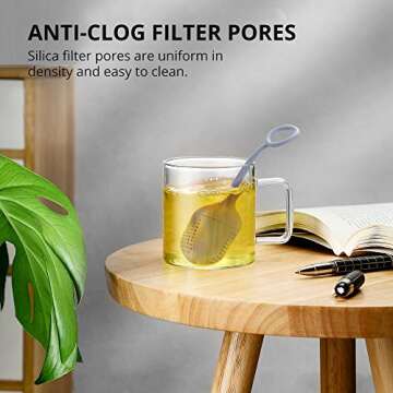 2 Pcs Food Grade Silicone Tea Infuser, Long Handle Tea Steeper, Loose Leaf Tea Filter Tea Strainer