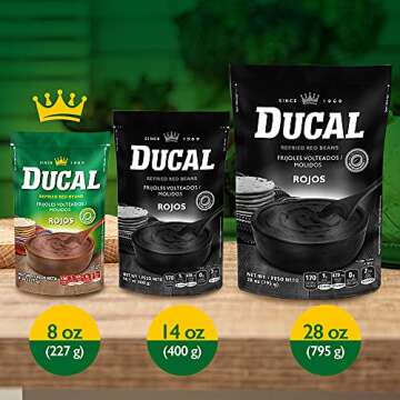 Ducal Refried Red Beans Pouch, 8 Ounce (Pack of 24) - Instant Vegetarian Refried Red Beans, Non-GMO ...