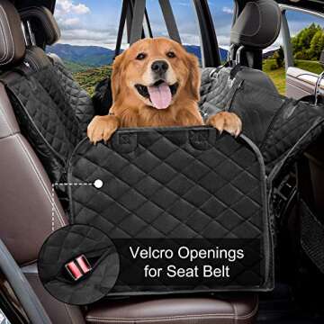Femuar Dog Car Seat Cover with Storage Pockets Mesh Visual Window, Waterproof Nonslip , Heavy Duty S...