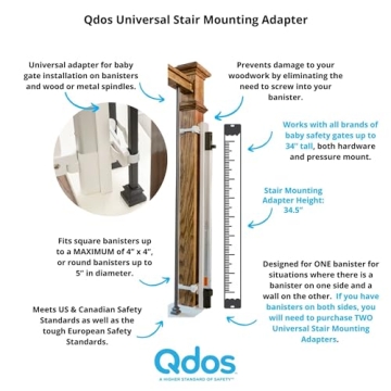 Qdos Safety Universal Stair Mounting Adapter for Baby Gates