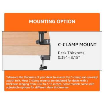 Amazon Basics Single Computer Monitor Stand with Tilt and Rotation, Height Adjustable VESA Desk Arm Mount, Steel, 30 inches, Black