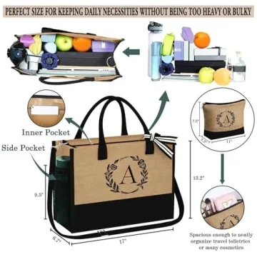 Custom Monogram Jute Tote for Women - Ideal Gift