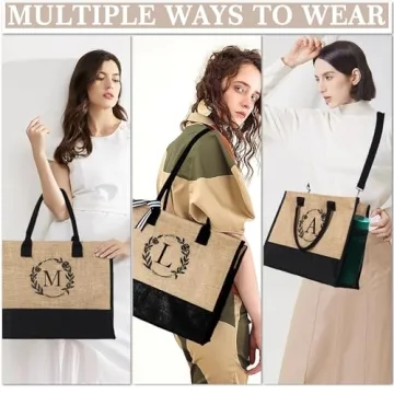 Custom Monogram Jute Tote for Women - Ideal Gift