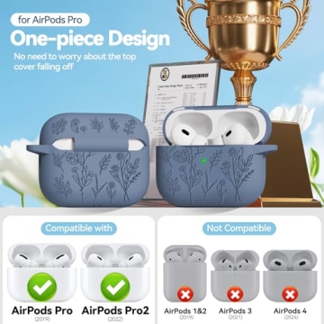 Ekoonpft Floral Silicone Case for AirPods Pro 2 with Cleaner Kit