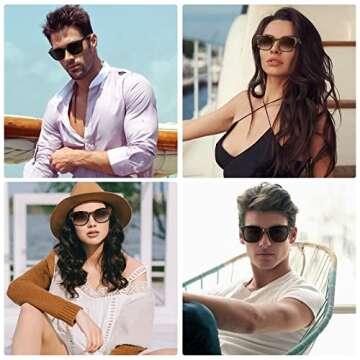 CHAOSELF Polarized Sunglasses for Women Men Classic Square Sunglasses Retro Trendy Shades Sun Glasse...