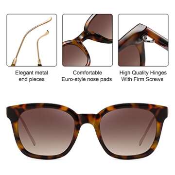 CHAOSELF Polarized Sunglasses for Women Men Classic Square Sunglasses Retro Trendy Shades Sun Glasses UV400 Protection Lens
