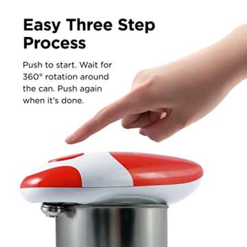 Kitchen Mama Auto 2.0 Electric Can Opener: Refined Blade Opens Almost Any Cans - Automatic, Hands Free, Smooth Edge, Food-Safe, Battery Operated, YES YOU CAN (Red)