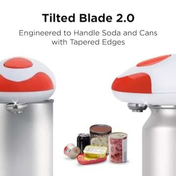 Kitchen Mama Auto 2.0 Electric Can Opener: Refined Blade Opens Almost Any Cans - Automatic, Hands Free, Smooth Edge, Food-Safe, Battery Operated, YES YOU CAN (Red)