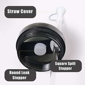 Silicone Spill Proof Stopper Set, Tumbler Accessory Including 2pcs Round Spill Stoppers, 2pcs Square...