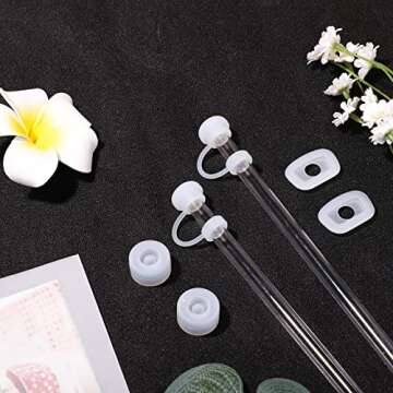 Silicone Spill Proof Stopper Set, Tumbler Accessory Including 2pcs Round Spill Stoppers, 2pcs Square Spill Plug and 2pcs Straw Covers Compatible with Stanley Cup 1.0 40/30oz