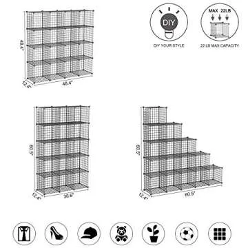 C&AHOME 16 Cubes Modular Wire Cube Organizer