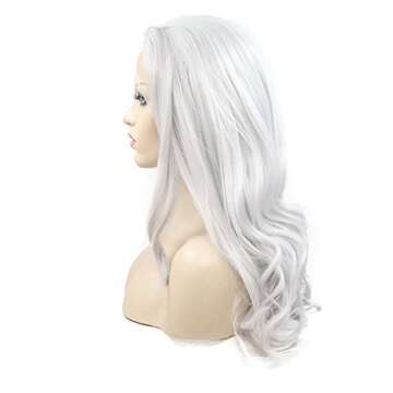 Melody Wig Silver Gray Lace Wigs For Women Body Wave Side Part Silver Grey Synthetic Lace Front Wigs...