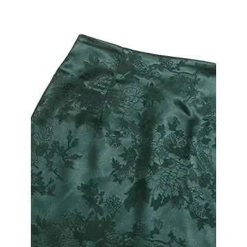 LYANER Women's Elegant Jacquard Side Split Slit Zipper High Waist Mini Short Skirt Dark Green X-Small