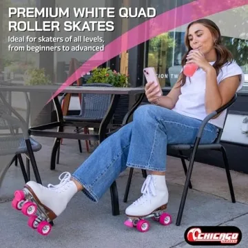 Premium White Quad Roller Skates for Women & Girls