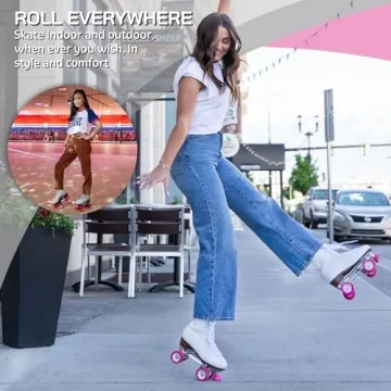Premium White Quad Roller Skates for Women & Girls