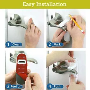 Door Lever Locks (4 Pack) - Prevents Toddlers from Opening Doors - Durable ABS with 3M Adhesive - Easy One-Hand Operation for Adults, No Tools Needed