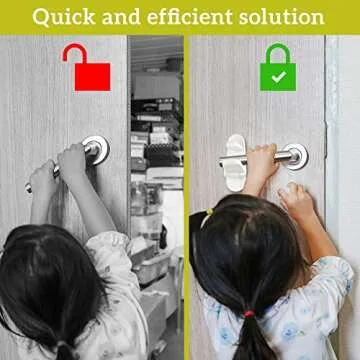 Door Lever Locks (4 Pack) - Prevents Toddlers from Opening Doors - Durable ABS with 3M Adhesive - Easy One-Hand Operation for Adults, No Tools Needed