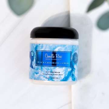 Camille Rose Black Castor Oil & Chebe Buttercream, Strengthening and Styling Butter to Restore Moisture for Thick, Textured Hair, 8 oz