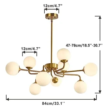 KCO 9 Light Mid Century Modern Chandelier Elegant Design