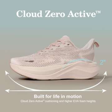 Hawkwell Women's Cloud Zero Active Cushion Breathable Tennis Walking Fashion Sneakers Gym Nursing Medical Work Shoes,Knit Beige,6.5 M US