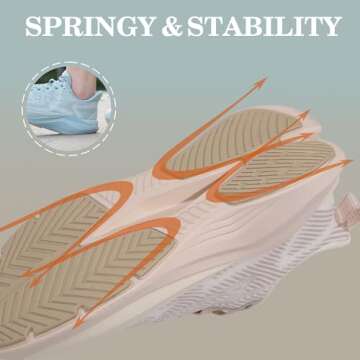 Hawkwell Women's Cloud Zero Active Cushion Breathable Tennis Walking Fashion Sneakers Gym Nursing Medical Work Shoes,Knit Beige,6.5 M US