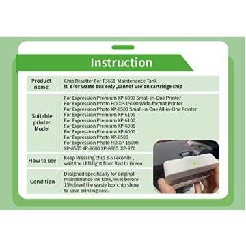 Goprint T3661 Maintenance Ink Tank Chip Resetter Waste Box for XP-15000 XP-6000 XP-6100 XP-6001 XP-6005 XP-8500 XP-8600 XP-970 XP-15050