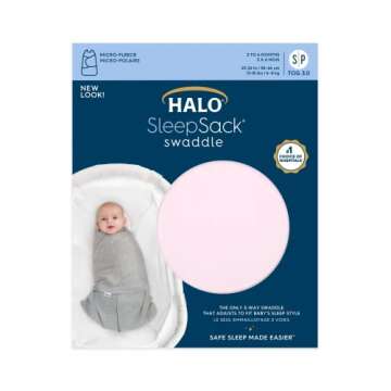 HALO Micro-Fleece Sleepsack Swaddle, 3-Way Adjustable Wearable Blanket, TOG 3.0, Soft Pink, Preemie