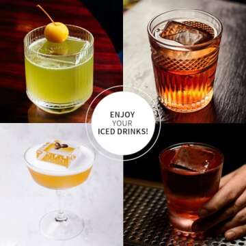 Clear Ice Cube Tray for Whiskey: FDDBI 2Inch Clear Ice Cube Maker - Silicone Large Ice Cube Tray - Square Ice Tray for Bourbon Old Fashioned Whisky