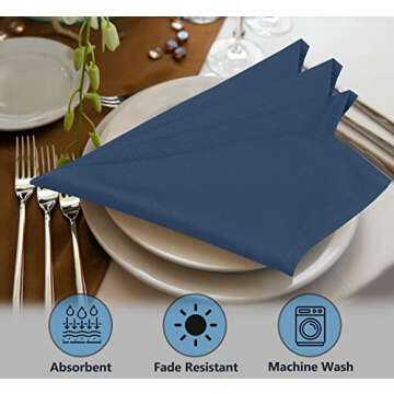 Ruvanti Cloth Napkins Set of 12, 18x18 Inches Napkins Cloth Washable, Soft, Durable, Absorbent, Cotton Blend. Table Dinner Napkins Cloth for Hotel, Lunch, Restaurant, Weddings, Parties - Navy Blue