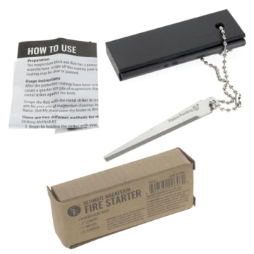 SE Waterproof Magnesium Firestarter Kit - Compact 2-in-1 Fire Starter with Flint, Serrated Striker, ...