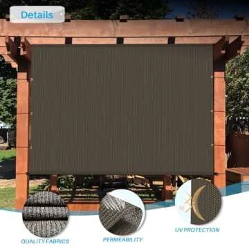 Patio Paradise 8' x 16' Pergola Canopy Replacement Cover Shade Cloth with Grommets Weighted Rods Outdoor Sun Shade Screen UV Block for Gazebo Backyard Deck Porch Balcony, Brown