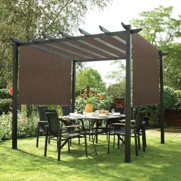 Patio Paradise 8' x 16' Pergola Canopy Replacement Cover Shade Cloth with Grommets Weighted Rods Outdoor Sun Shade Screen UV Block for Gazebo Backyard Deck Porch Balcony, Brown
