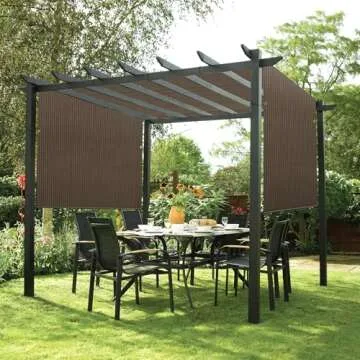 Patio Paradise 8' x 16' Pergola Canopy Replacement Cover Shade Cloth with Grommets Weighted Rods Outdoor Sun Shade Screen UV Block for Gazebo Backyard Deck Porch Balcony, Brown