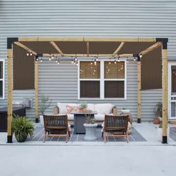 Patio Paradise 8' x 16' Pergola Canopy Replacement Cover Shade Cloth with Grommets Weighted Rods Outdoor Sun Shade Screen UV Block for Gazebo Backyard Deck Porch Balcony, Brown