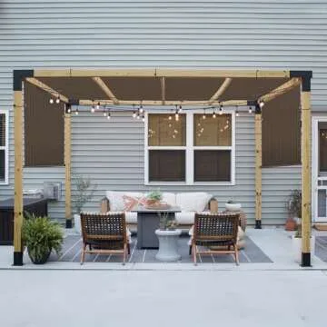 Patio Paradise 8' x 16' Pergola Canopy Replacement Cover Shade Cloth with Grommets Weighted Rods Outdoor Sun Shade Screen UV Block for Gazebo Backyard Deck Porch Balcony, Brown